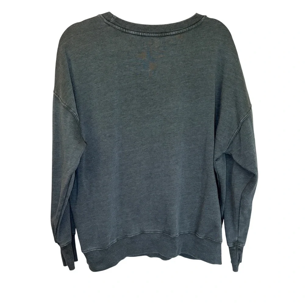 Arkansas Graphic Sweatshirt Women L Green Faded Fleece Pullover AR Applique - Picture 2 of 5